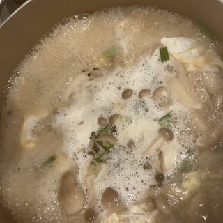 冷しゃぶを作った茹で汁でスープ